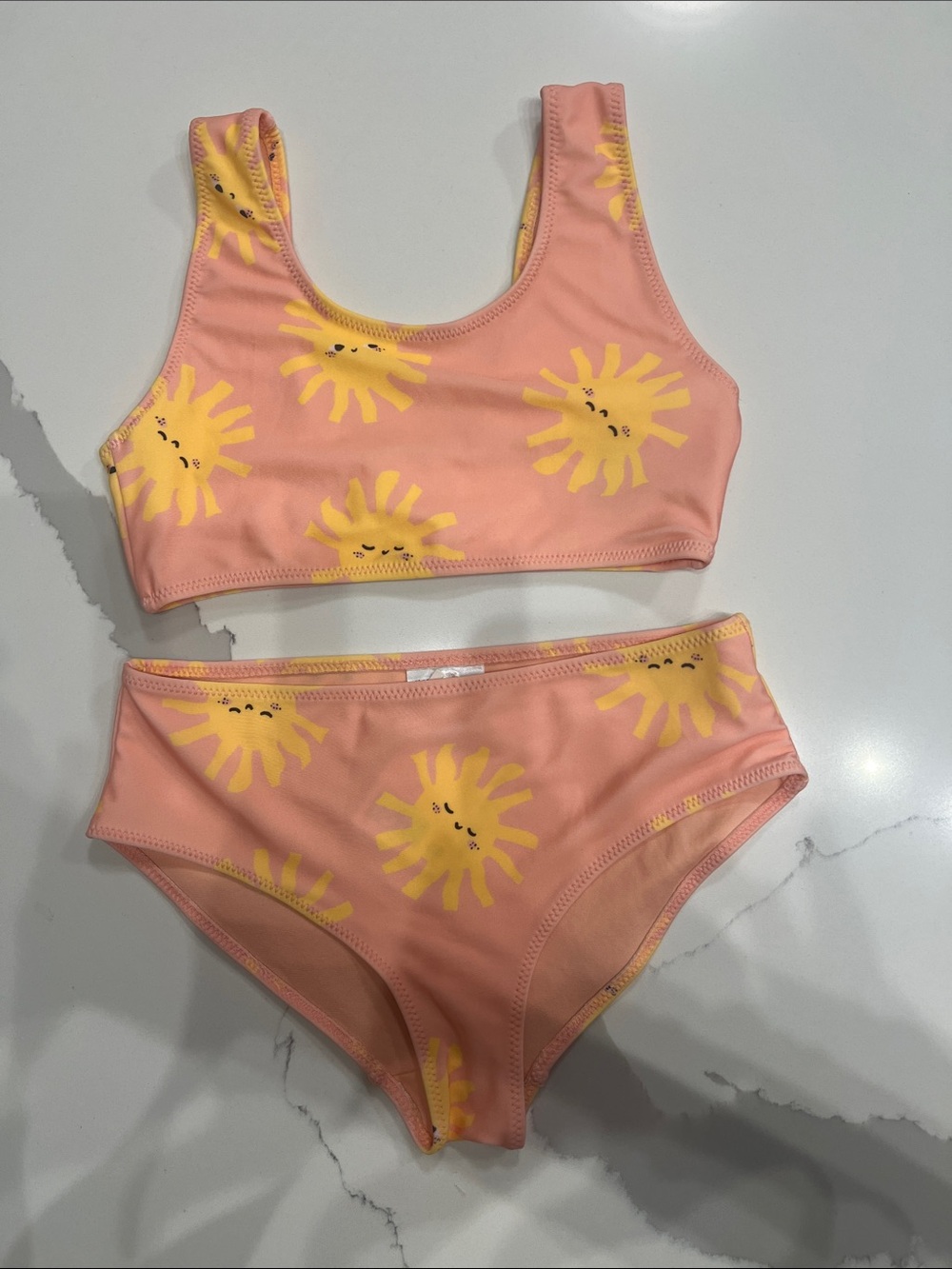 H&M, NWOT, Peach Sun Print Two-Piece Bikini Set.